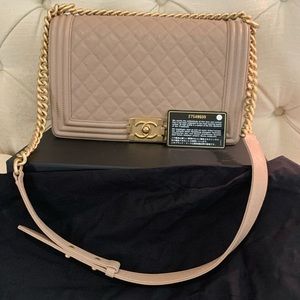 Chanel beige boy flap bag large